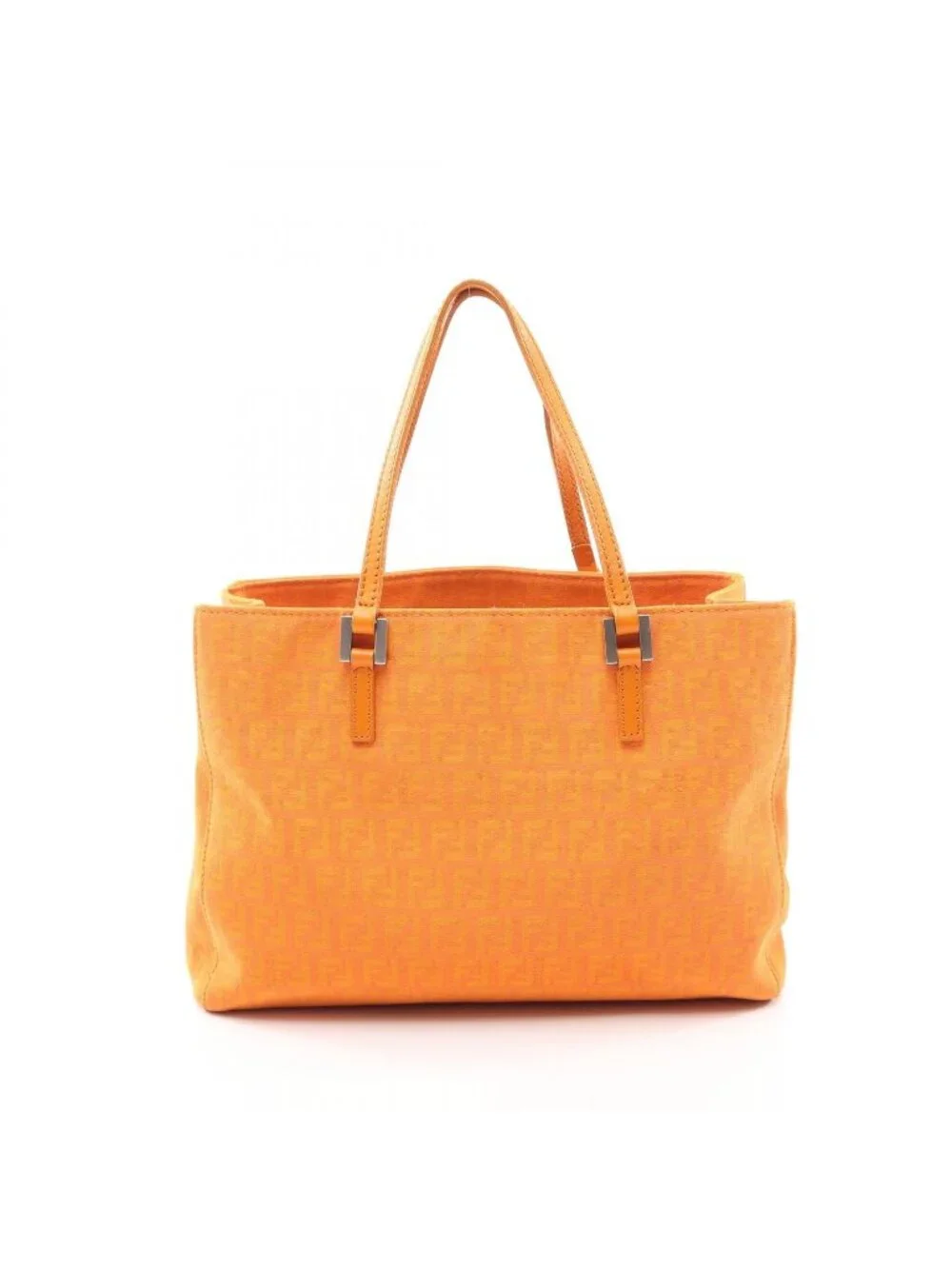 Fendi Tote Zucchino Orange Canvas Leather